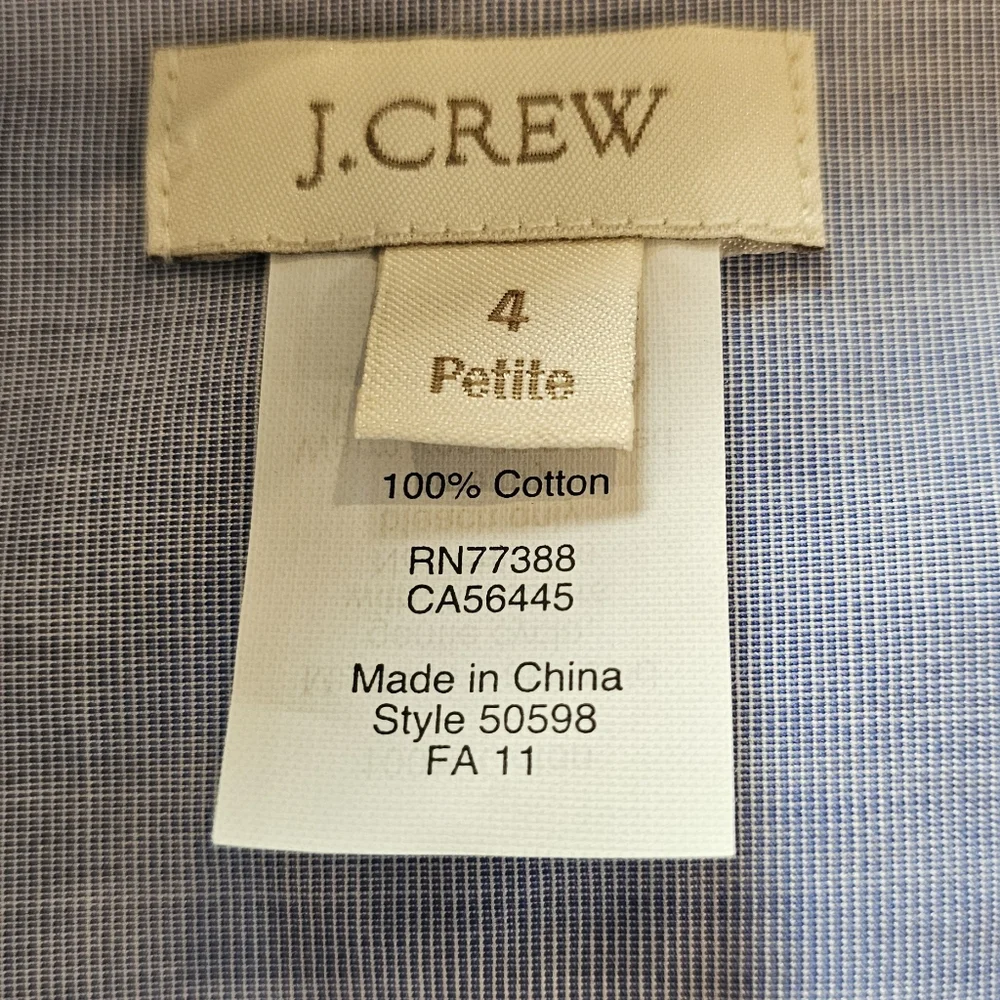 J. Crew Blue and White Collared Midi Shirt Dress